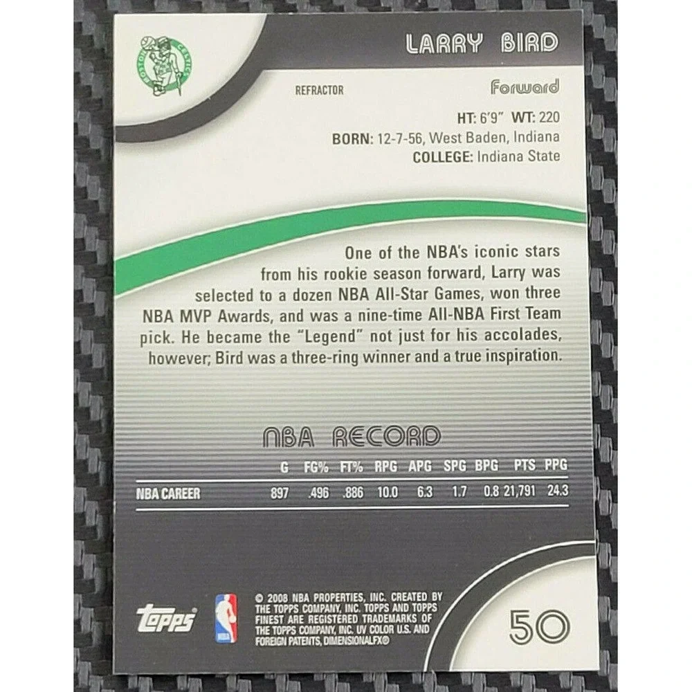 2007-08 TOPPS FINEST‎ LARRY BIRD REFRACTOR